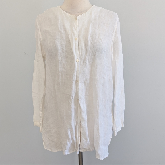 J. Crew Tops - Vintage Women's J.Crew linen tunic blouse, early 1990s White Thin Medium